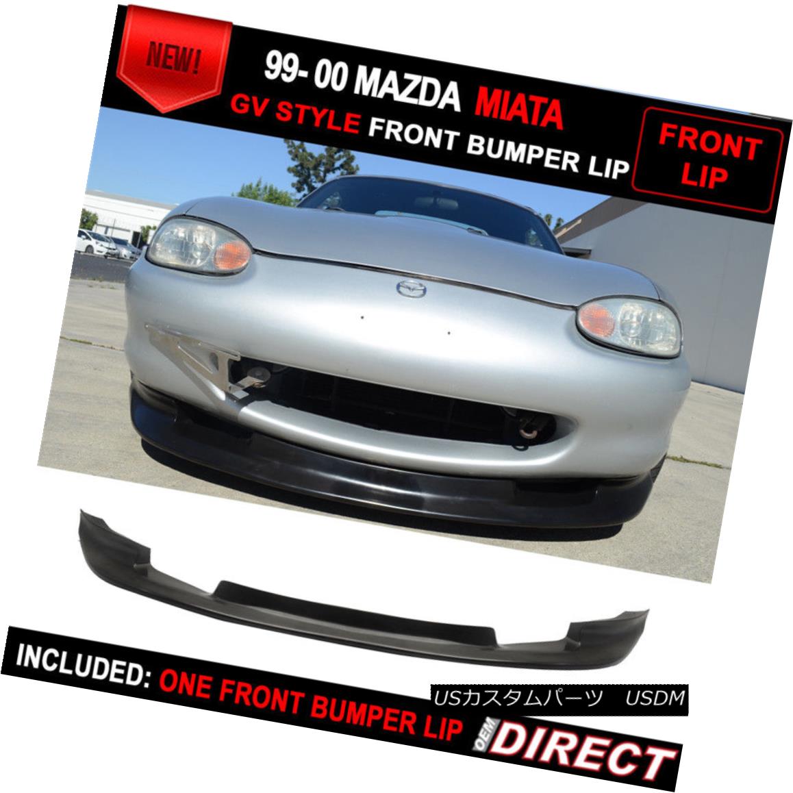エアロパーツ For 99-00 Mazda Miata MX-5 Gv-Style Front Bumper Lip Chin Spoiler PU 99-00マツダMiata MX - 5 GvスタイルフロントバンパーリップチンスポイラーPU 【並行輸入品】