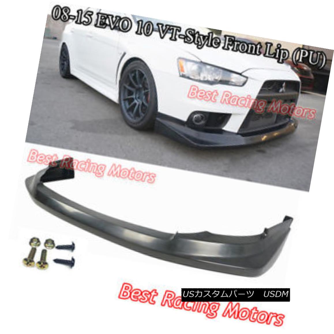 エアロパーツ Voltex Style Front Bumper Lip (Urethane) Fits 08-15 Mitsubishi EVO 10 Voltexスタイルフロントバンパーリップ（ウレタン）フィット08-15三菱EVO 10 【並行輸入品】