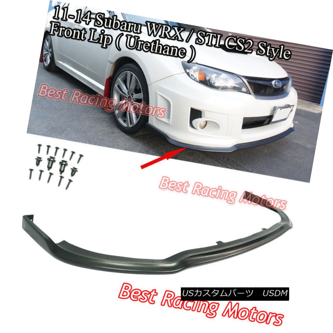 エアロパーツ CS Type-2 Style Front Bumper Lip (Urethane) Fits 11-14 Subaru Impreza WRX STi CSタイプ2スタイルのフロントバンパーリップ（ウレタン）は、11-14スバルインプレッサWRX STiに適合 【並行輸入品】