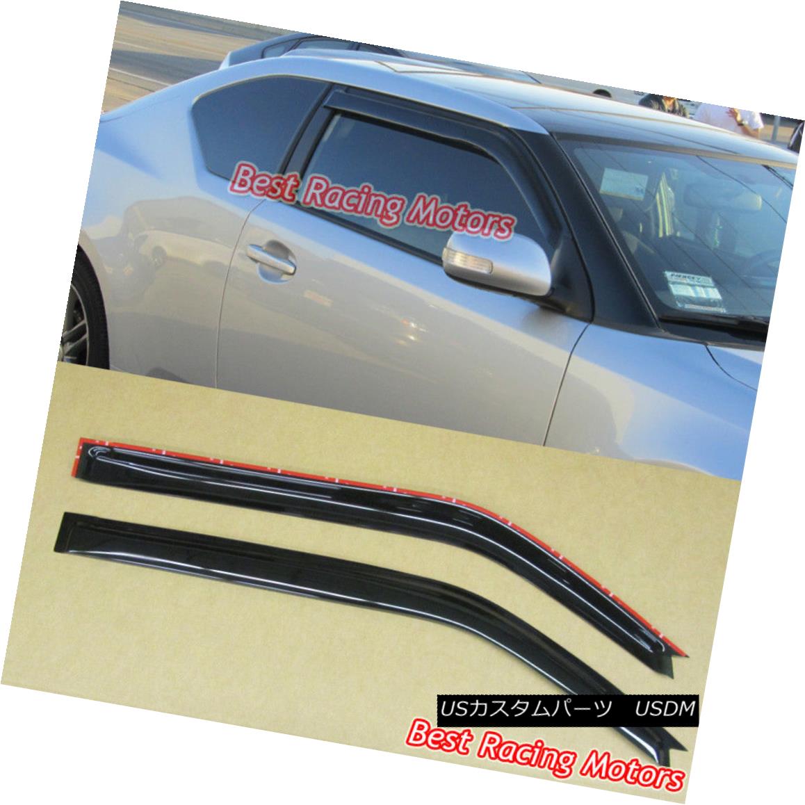 エアロパーツ JDM Style Side Window Visors Fits 11-16 Scion tC JDMスタイルのサイドウィンドウバイザーは、11-16シオンtCに適合 【並行輸入品】