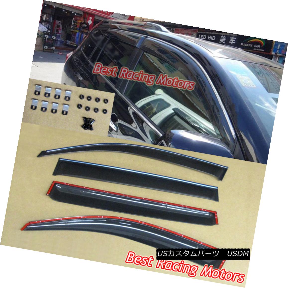 エアロパーツ JDM Style Side Window Visors + Chrome Molding Trims Fits 08-13 Toyota Highlander JDMスタイルのサイドウィンドウバイザー+クロームモールディングトリムフィット08-13トヨタハイランダー 【並行輸入品】