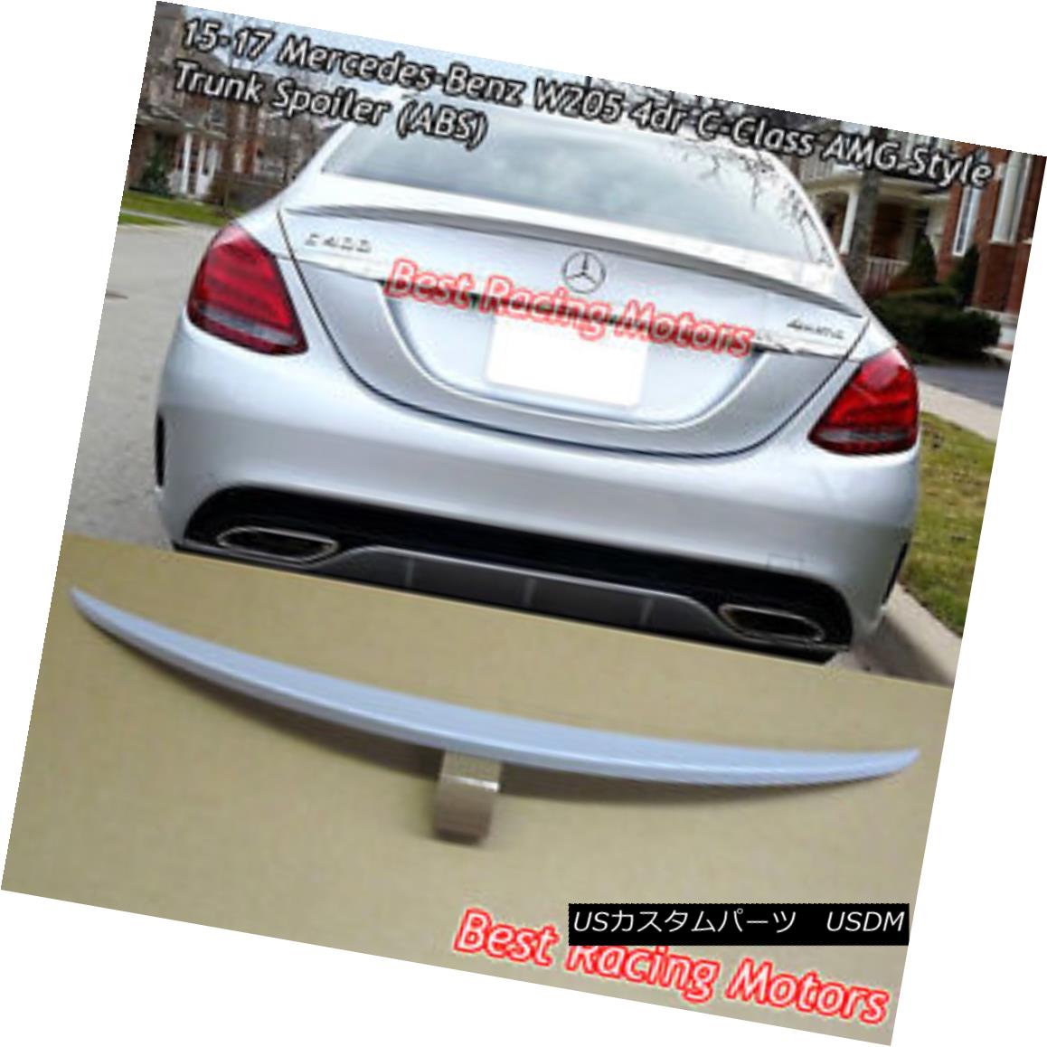 エアロパーツ A Style Trunk Spoiler (ABS) Fits 15-18 Mercedes-Benz W205 C-Class 4dr スタイル・トランク・スポイラー（ABS）が15-18のメルセデス・ベンツW205 Cクラス4drに適合 【並行輸入品】