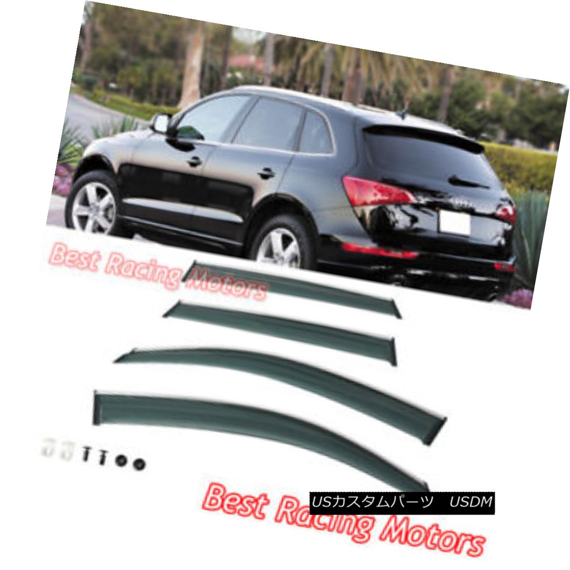 エアロパーツ Euro Style Side Window Visors + Chrome Molding Trims + Clips Fits 09-16 Audi Q5 ユーロスタイルのサイドウィンドウバイザー+クロームモールディングトリム+クリップフィット09-16アウディQ5 【並行輸入品】