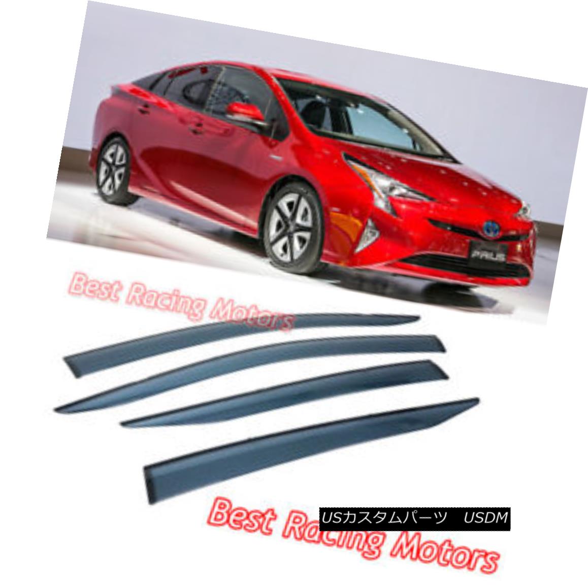 エアロパーツ JDM Style Side Window Visors + Clips Fits 16-18 Toyota Prius Prime 4dr JDMスタイルのサイドウィンドウバイザー+クリップ16-18に適合トヨタプリウスプライム4dr 【並行輸入品】