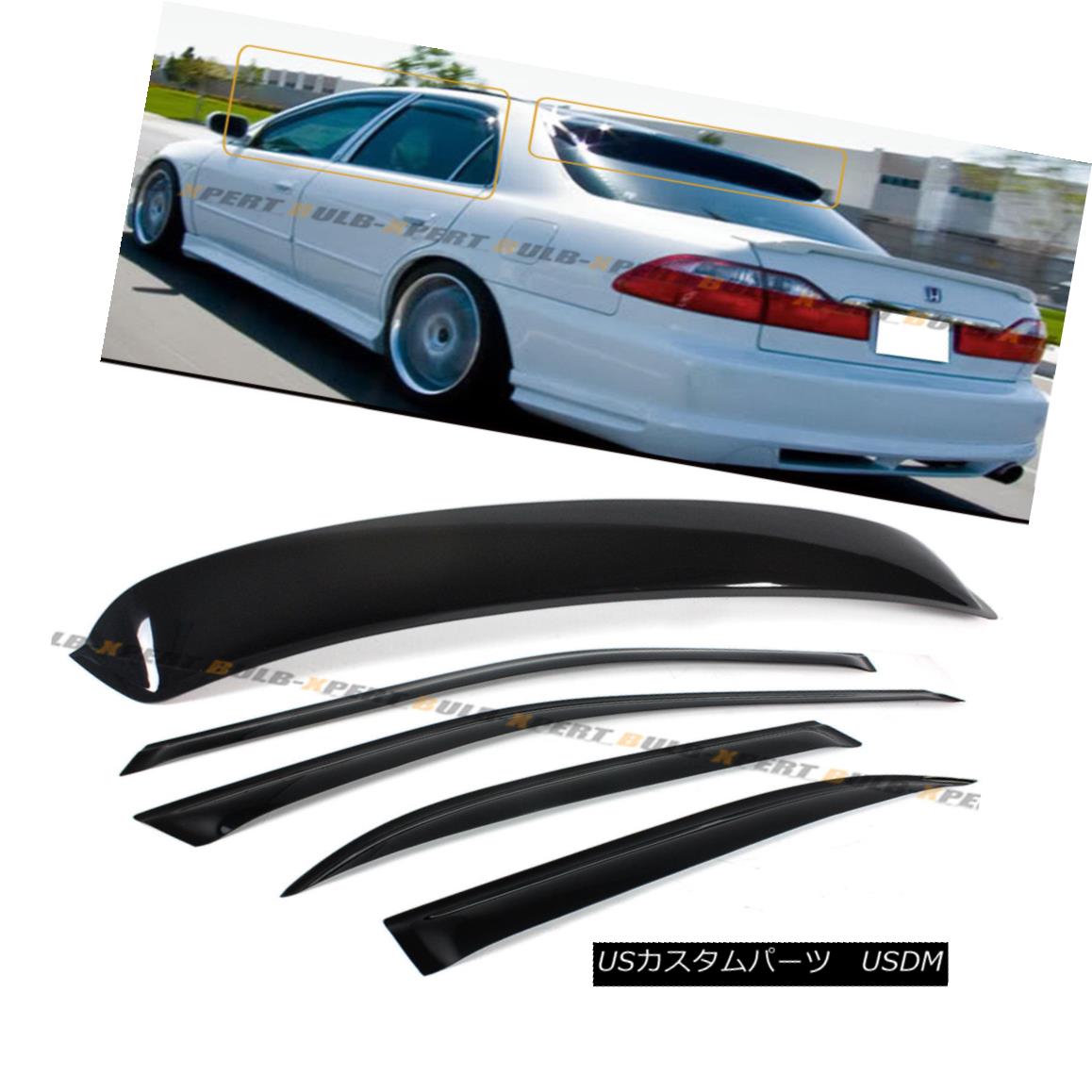 エアロパーツ FOR 98-2002 6TH HONDA ACCORD SEDAN JDM SMOKE REAR ROOF WINDOW + DOOR VISOR COMBO 98-2002 6thホンダコンダクティブセダンJDM喫煙リアルーフウインドウ+ドアビザーコンボ 【並行輸入品】