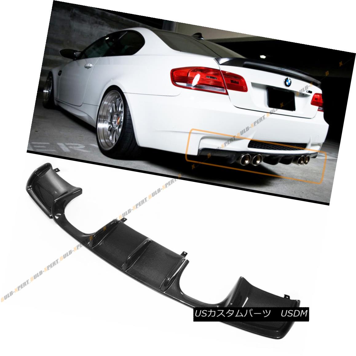 エアロパーツ FOR 07-13 E92 M3 V TYPE FULL SIZE CARBON FIBER REAR BUMPER QUAD EXHAUST DIFFUSER FOR 07-13 E92 M3 Vタイプフルサイズカーボンファイバーリヤバンパークワッド排気ディフューザー 【並行輸入品】