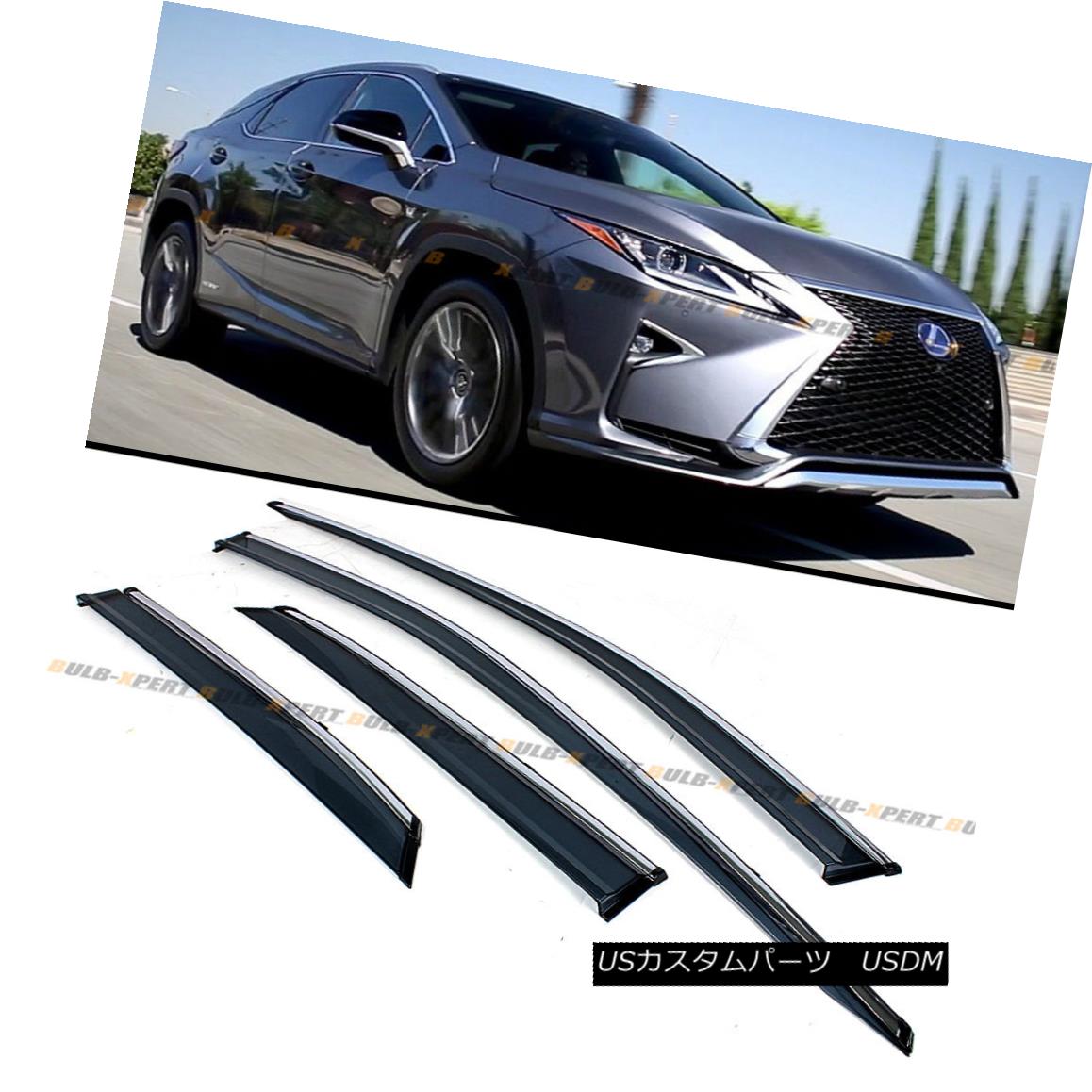 エアロパーツ FOR 2016-2018 LEXUS RX350 RX450H VIP CLIP-ON SMOKED WINDOW VISOR W/ CHROME TRIM 2016-2018年LEXUS RX350 RX450H VIPクリップオンスモーキッドウィンドウビューア/クロムトリム 【並行輸入品】