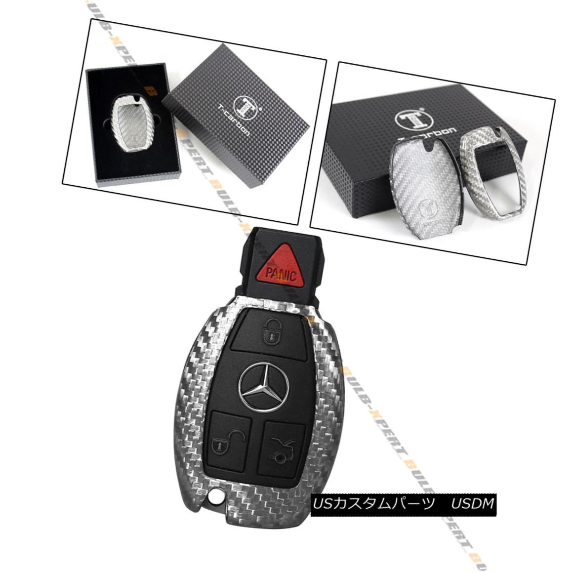 エアロパーツ LUXURY SILVER CARBON FIBER KEY CASE CAP COVER FOR MERCEDES-BENZ SMART KEY FOB ラグジュアリーシルバーカーボンファイバーキーケースキャップ、メルセデスベンツスマートキーFOB用カバー 【並行輸入品】