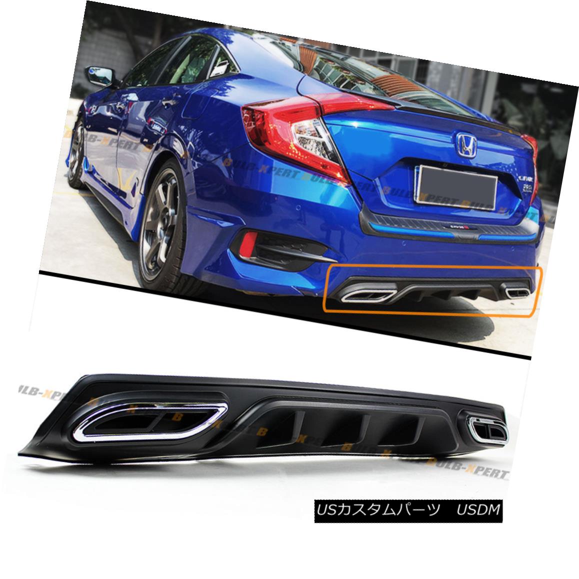 エアロパーツ For 2016-18 10th Honda Civic Sedan Rear Bumper Diffuser Fake Exhaust Outlet Tip 2016-18年10月ホンダシビックセダンリアバンパーディフューザフェイクエキゾーストアウトレットヒント 【並行輸入品】