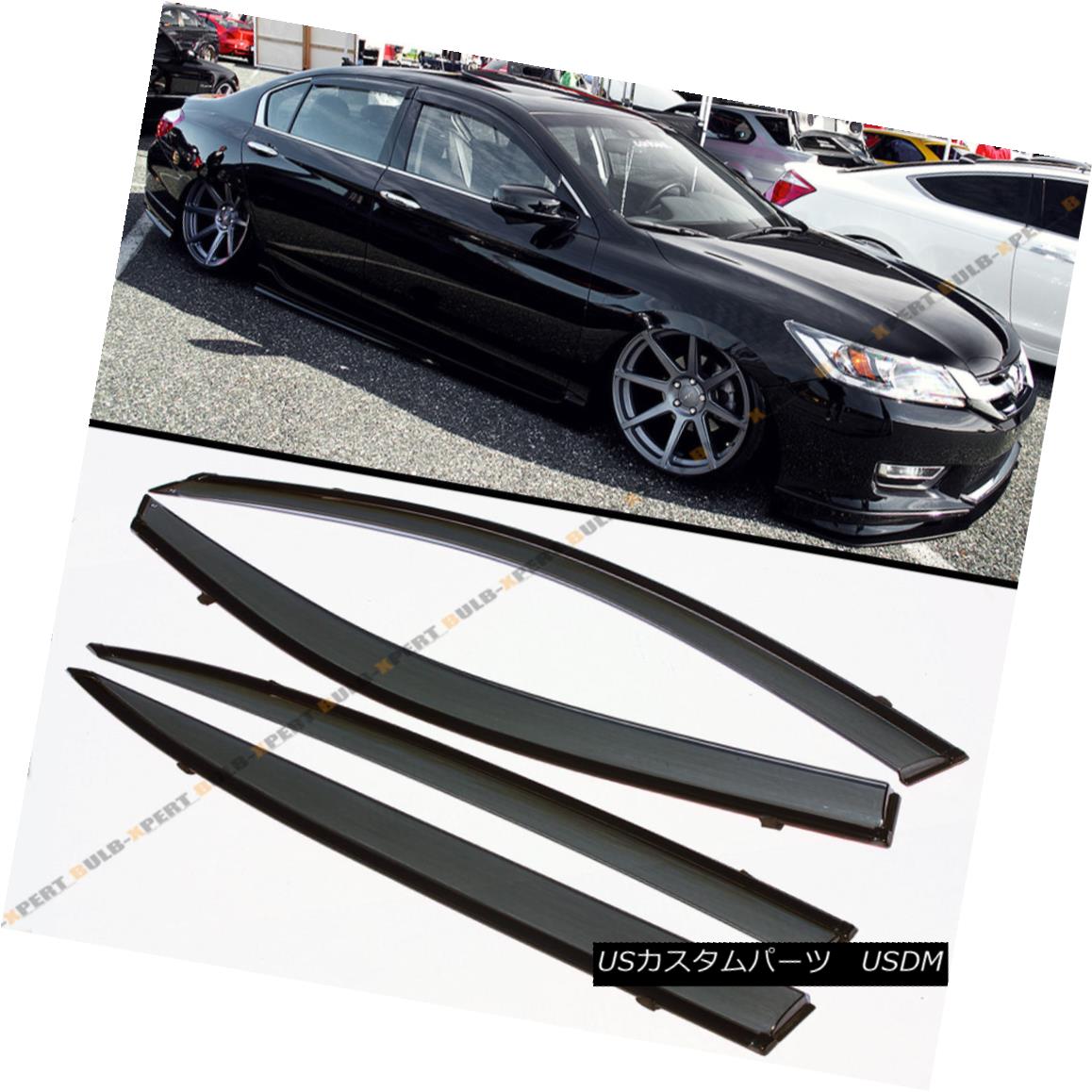 エアロパーツ FOR 2013-17 9TH GEN HONDA ACCORD CLIP-ON TYPE SMOKE WINDOW SUN VISOR W/ BLK TRIM 2013?17年第9世代ホンコン合同クリッピングオンタイプスモークウインドウSUN VISOR W / BLK TRIM 【並行輸入品】