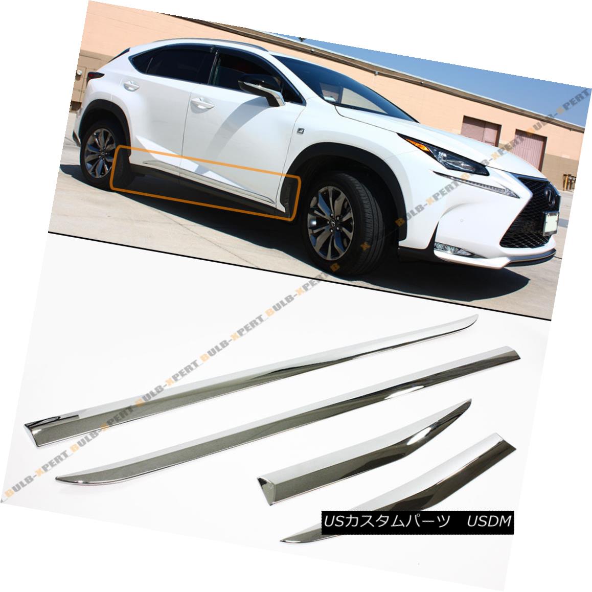 エアロパーツ FOR 2015-2018 LEXUS NX200t NX F SPORT CHROME SIDE BODY MOULDING TRIM BARS COVER 2015-2018年LEXUS NX200t NX Fスポーツクロームサイドボディ成形トリムバーカバー 【並行輸入品】
