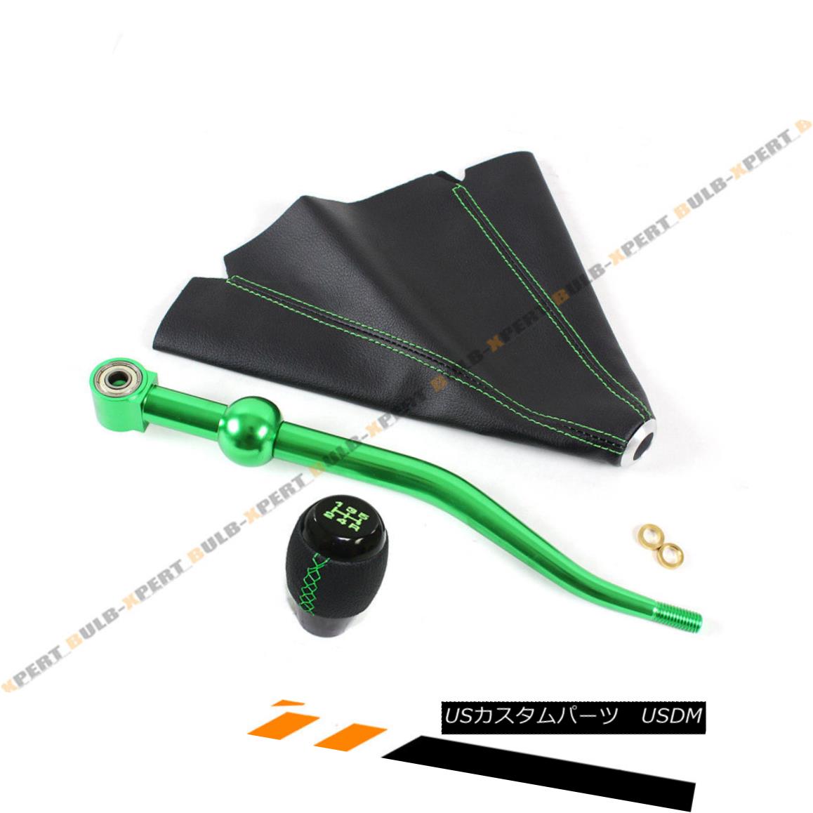 エアロパーツ FOR 93-97 HONDA DEL SOL GREEN DUAL BEND SHORT SHIFTER + SHIFT KNOB+LEATHER BOOT 933-97ホンダ・デル・ソール・グリーンデュアル・ショート・シフター+シフト・ノブ+レザー・ブーツ 【並行輸入品】