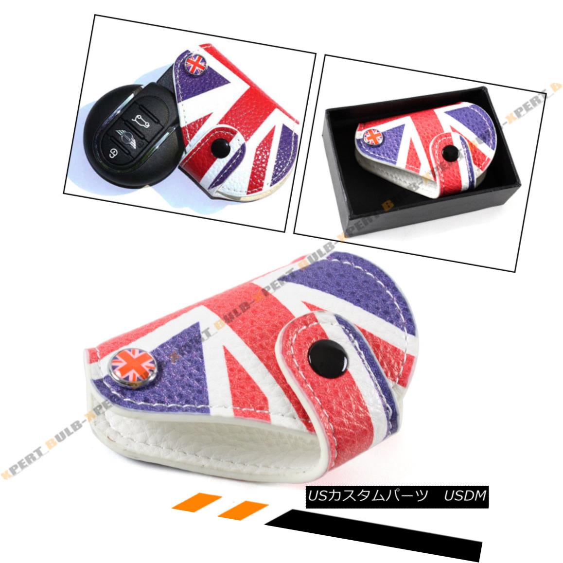エアロパーツ FOR 2008-18 MINI COOPER BLUE RED UNION JACK UK FLAG LEATHER KEY FOB HOLDER POUCH 2008-18 MINI COOPER BLUE RED UNION JACK用UKフラッグレザーキーホルダーホルダーポーチ 【並行輸入品】