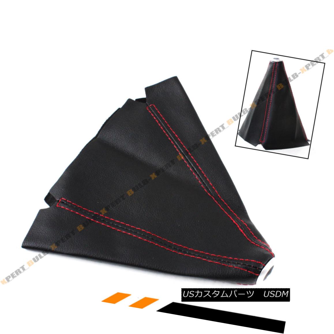 エアロパーツ BLACK PVC LEATHER MANUAL SHIFT SHIFTER BOOT COVER WITH RED STITCHING FOR SUBARU ブラックPVCレザーマニュアルスウィフトブーツカバースバルレッドシッター 【並行輸入品】