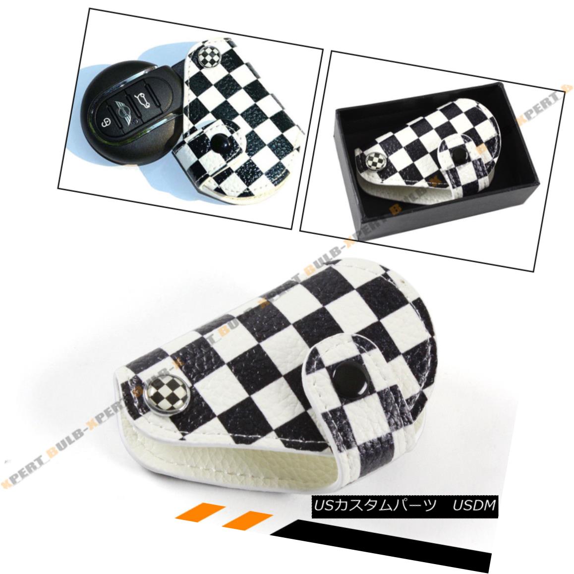 エアロパーツ FOR 08-18 MINI COOPER BLK WHITE CHECKERED FLAG LOGO LEATHER KEY FOB HOLDER POUCH 08-18 MINI COOPER BLACK WHITEチェッカーフラッグロゴレザーキーホルダーホルダーポーチ 【並行輸入品】 100,540円