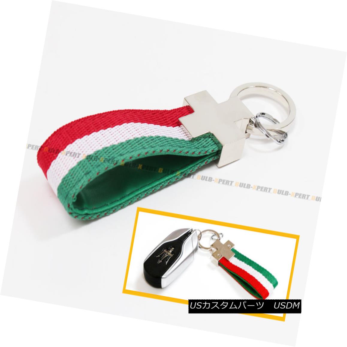 エアロパーツ ITALY FLAG GREEN WHITE RED STRIPE NYLON LEATHER BAND KEY FOB CHAIN RING STRAP イタリアフラッググリーンホワイトストライプナイロンレザーバンドキーフォックスチェーンストリング 【並行輸入品】