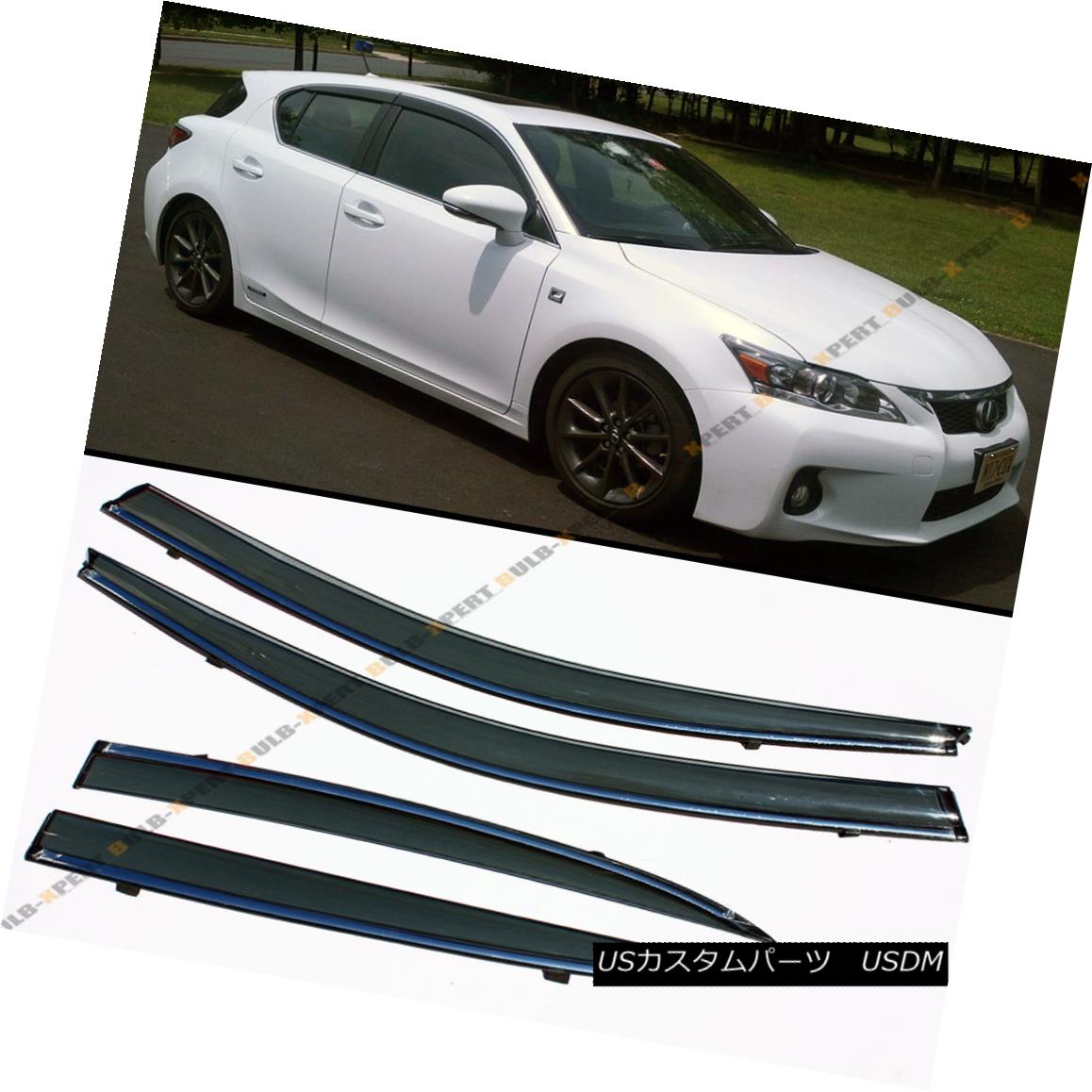 エアロパーツ JDM SMOKE TINTED WINDOW VISOR WTIH CHROME TRIM FOR ZWA10 2011-16 LEXUS CT200H JDMは、ZWA10のためのクロムトリムとタバコの窓の見張りを喫煙しました2011-16 LEXUS CT200H 【並行輸入品】