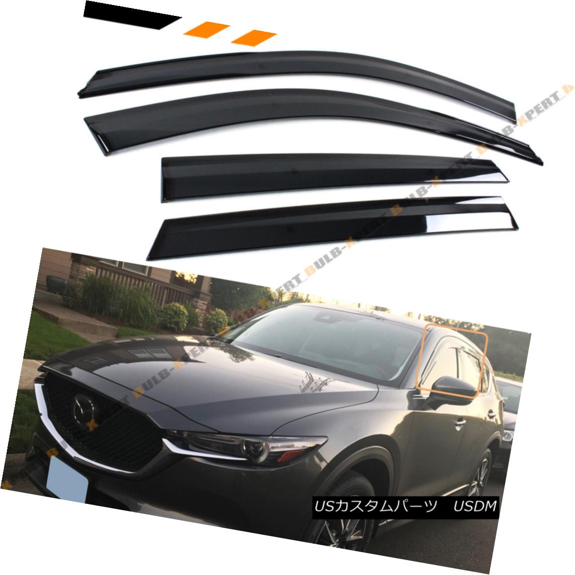 エアロパーツ FOR 17-18 MAZDA CX5 CX-5 SMOKE TINTED CLIP-ON WINDOW VISOR RAIN GUARD DEFLECTORS FOR 17-18 MAZDA CX5 CX-5ウインチ・ビジターレインガード・デフレクター 【並行輸入品】