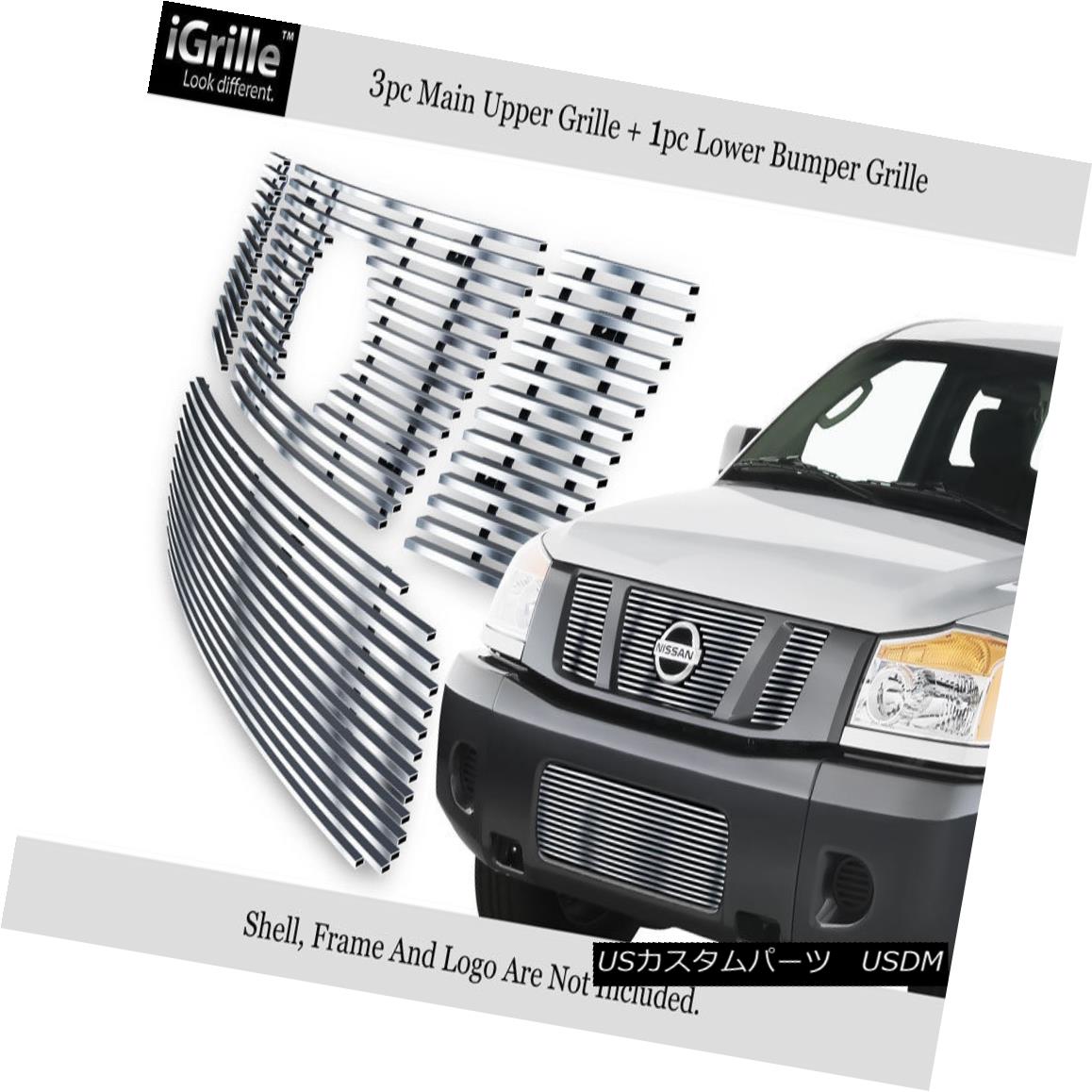 旗亭 Fits 08 15 15 Nissan Titan 304 Stainless Steel Billet Grille Combo 相応う08 15 15日産相撃タン304ステンレススティール鉄鋼ビレットグリルコンボ Comotocarviolaohoje Com