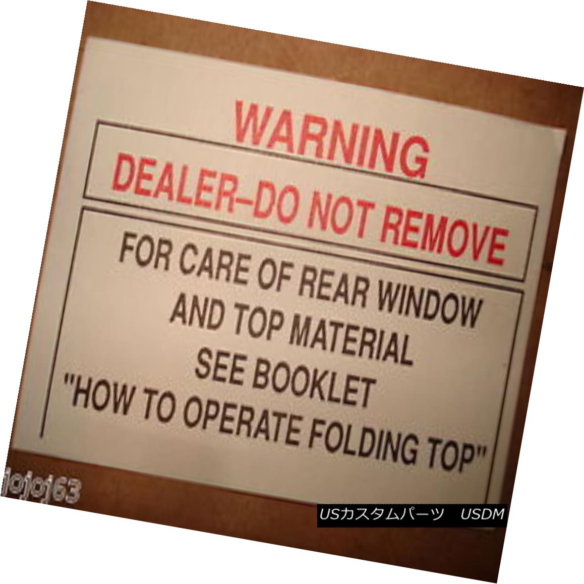 幌・ソフトトップ Soft Top Cover Rear paper Warning Tag, New Lot of 1400 Plus. 53-62 Corvette ソフトトップカバーリアペーパー警告タグ、1400 Plusの新しいロット。 53-62コルベット 【並行輸入品】
