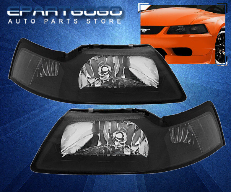 コーナーライト 99-04 Mustang Gt Cobra Black Clear Headlights With 8 Led 6000K Drl Fog Lights 99-04 Mustang Gtコブラブラック8ヘッド6000K Drlフォグライトとクリアヘッドライト 【並行輸入品】