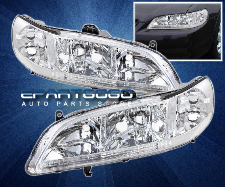 コーナーライト 98-02 Accord 2/4 DR JDM Chrome Clear Housing Headlights + 8 LED DRL Fog Lamp Kit 98-02 Accord 2/4 DR JDMクロームクリアハウジングヘッドライト+ 8 LED DRLフォグランプキット 【並行輸入品】