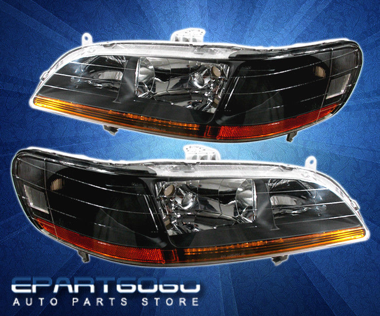 コーナーライト 98-02 Accord 2/4 DR JDM Black Headlights Full Amber Strip + 8 LED DRL Fog Lamps 98-02 Accord 2/4 DR JDMブラックヘッドライトフルアンバーストリップ+ 8 LED DRLフォグランプ 【並行輸入品】