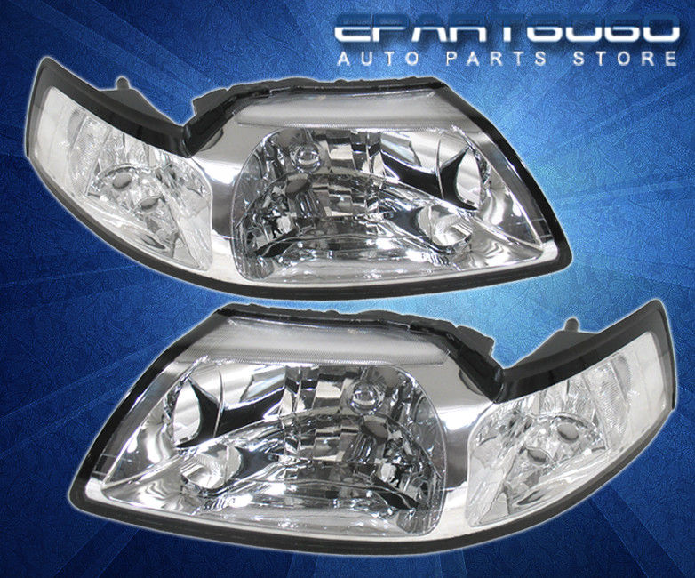 コーナーライト 99-04 Mustang Gt Cobra Chrome Clear Headlights With 8 Led 6000K Drl Fog Lights 99-04 Mustang Gtコブラクロームクリアヘッドライト8 Led 6000K Drlフォグライト 【並行輸入品】