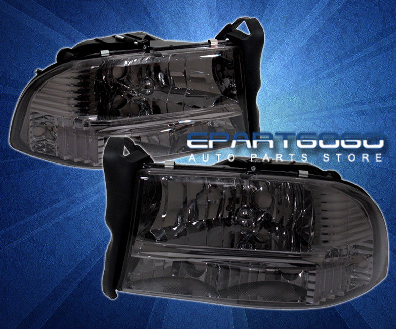 コーナーライト 97-04 Dakota Durango 1Pc Smoked Headlights + Bumper With 8 Led Drl Fogs Lamps 97-04 Dakota Durango 1Pcスモークヘッドライト+バンパー、8つのLEDのフォグランプ 【並行輸入品】