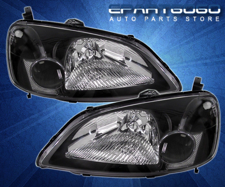 コーナーライト 01-03 Civic 2D/4D JDM Crystal Black Headlights with 8 LED 6000K DRL Fog Lamps 01-03 Cdic 2D / 4D JDMクリスタルブラックヘッドライト、8 LED 6000K DRLフォグランプ 【並行輸入品】