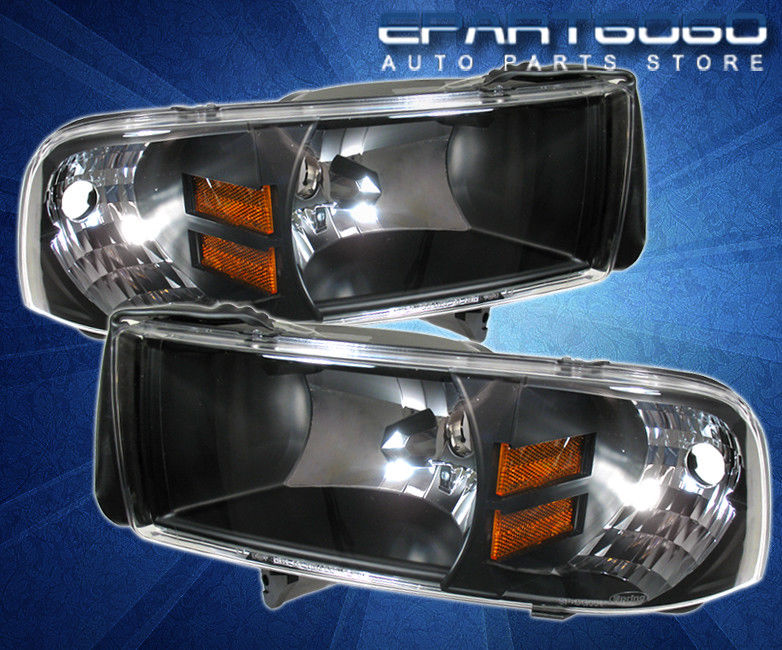 コーナーライト 94-01 Ram Pick Up 1500 2500 1Pc Black Headlights With 6000K 8 Led Drl Fog Lamps 94-01ラムピックアップ1500 2500 1Pcブラックヘッドライト6000K 8 LED Drlフォグランプ 【並行輸入品】