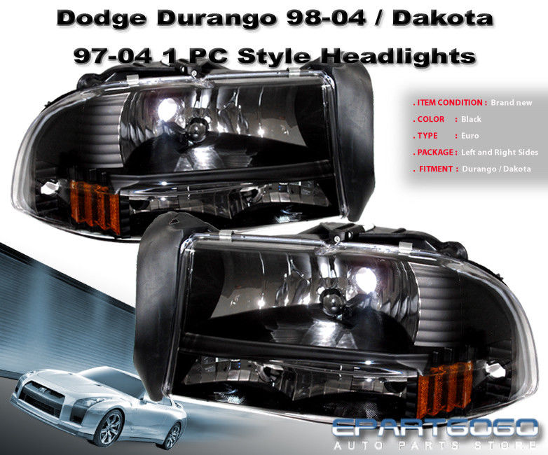 コーナーライト 97-04 Dakota Durango 1Pc Black Amber Headlights + Bumper With 8 Led Drl Fogs 97-04 Dakota Durango 1Pcブラックアンバーヘッドライト+ 8 Led Drl Fogsバンパー 【並行輸入品】