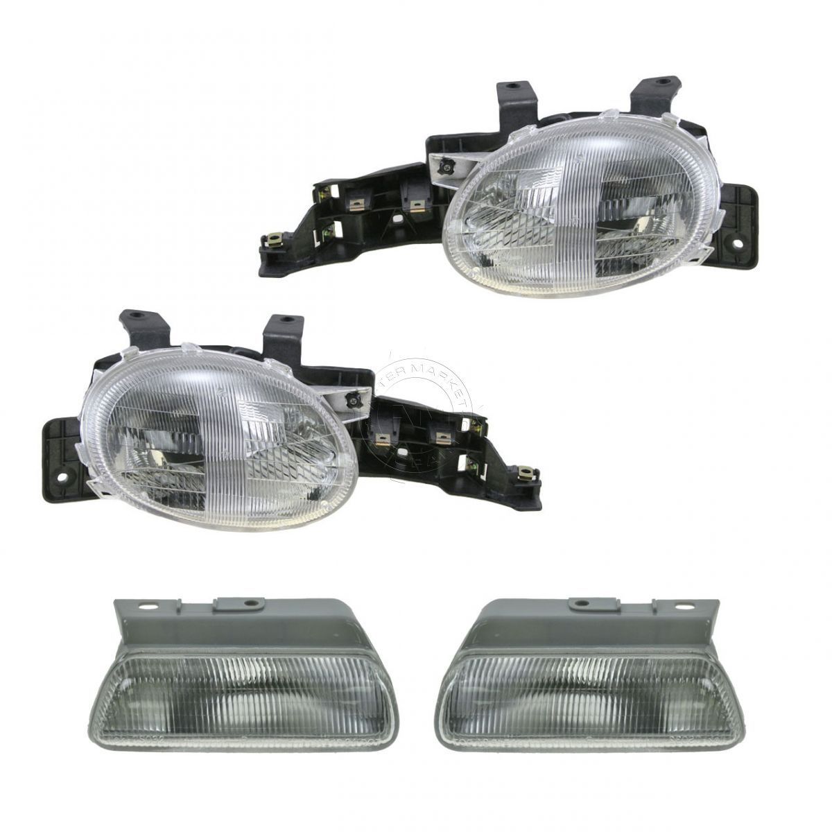 コーナーライト Headlights Headlamps & Corner Parking Lights Left & Right Set Kit for 95-99 Neon ヘッドライトヘッドランプ＆amp; コーナーパーキングライト＆amp; 95-99ネオンの右セットキット 【並行輸入品】