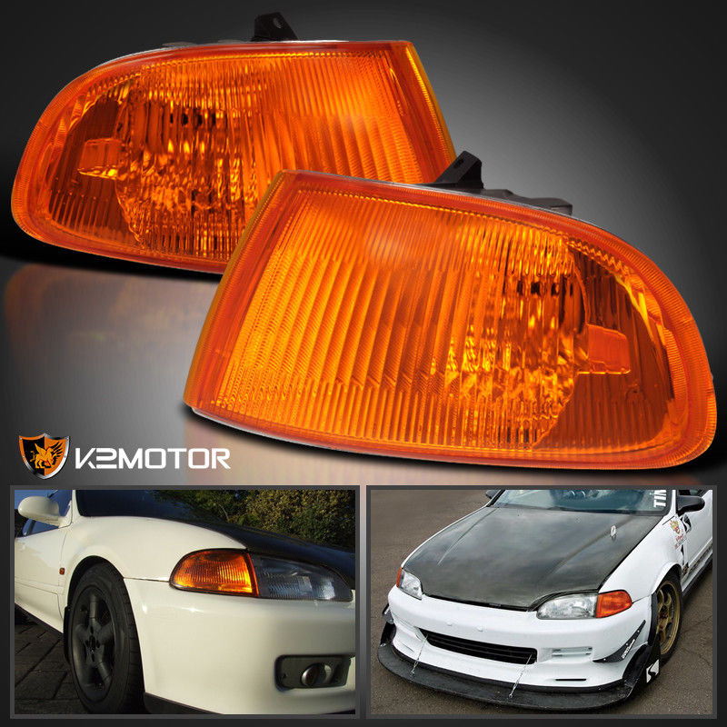 コーナーライト For 1992-1995 Honda Civic 2/3Dr Amber Signal Corner Lights Lamps Pair Left+Right 1992-1995 Honda Civic 2 / 3Drアンバー信号コーナーライトランプペア左右+右 【並行輸入品】