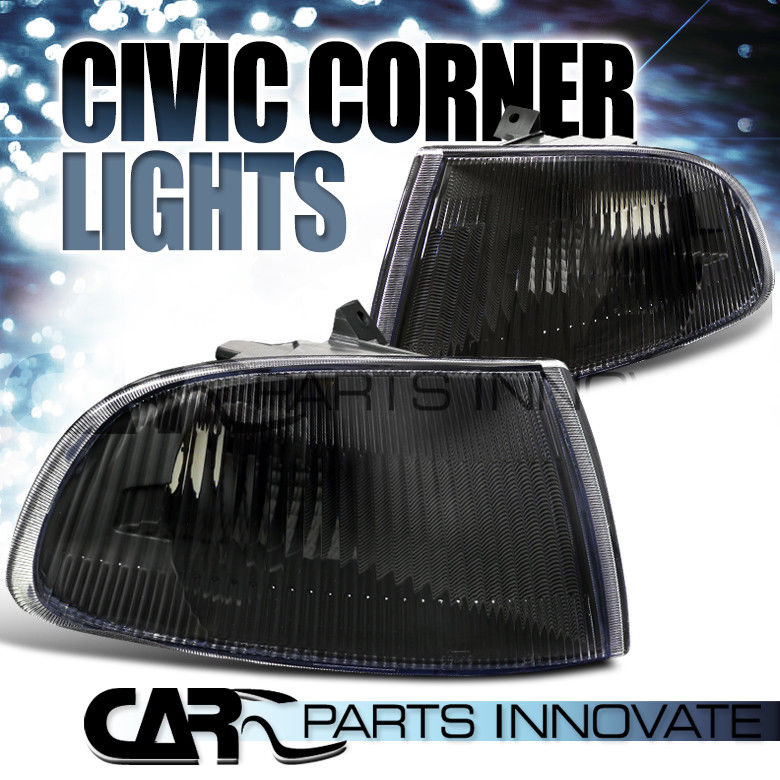 コーナーライト Fit Honda 92-95 Civic EG 2/3Dr Coupe Hatch Corner Lights Signal Lamps Black Pair フィットホンダ92-95シビックEG 2 / 3Drクーペハッチコーナーライト信号ランプブラックペア 【並行輸入品】