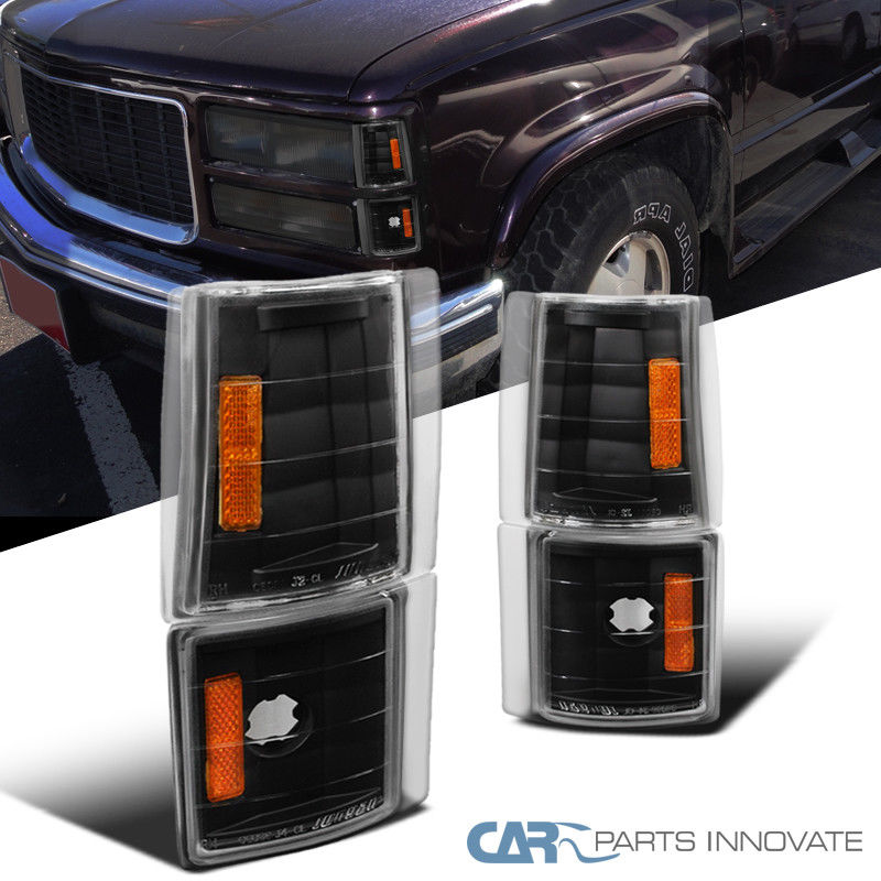 コーナーライト GMC 94-99 C10 Yukon C/K Suburban Pickup Corner Lights Signal Lamps Black w/Amber GMC 94-99 C10 Yukon C / K郊外のピックアップコーナーライト信号ランプブラック/アンバー 【並行輸入品】
