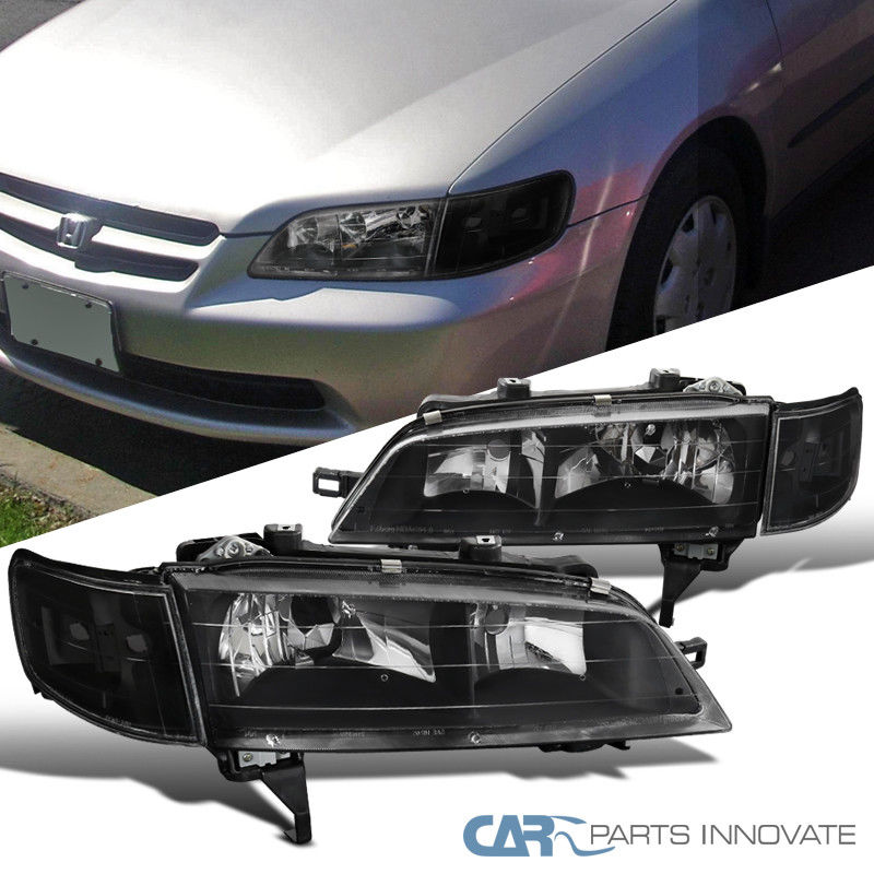 コーナーライト Fit Honda 94-97 Accord JDM Head Lights w/ Corner Turn Signal Lamps Pair Black フィットホンダ94-97アコードJDMヘッドライト/コーナーターンシグナルランプペアブラック 【並行輸入品】