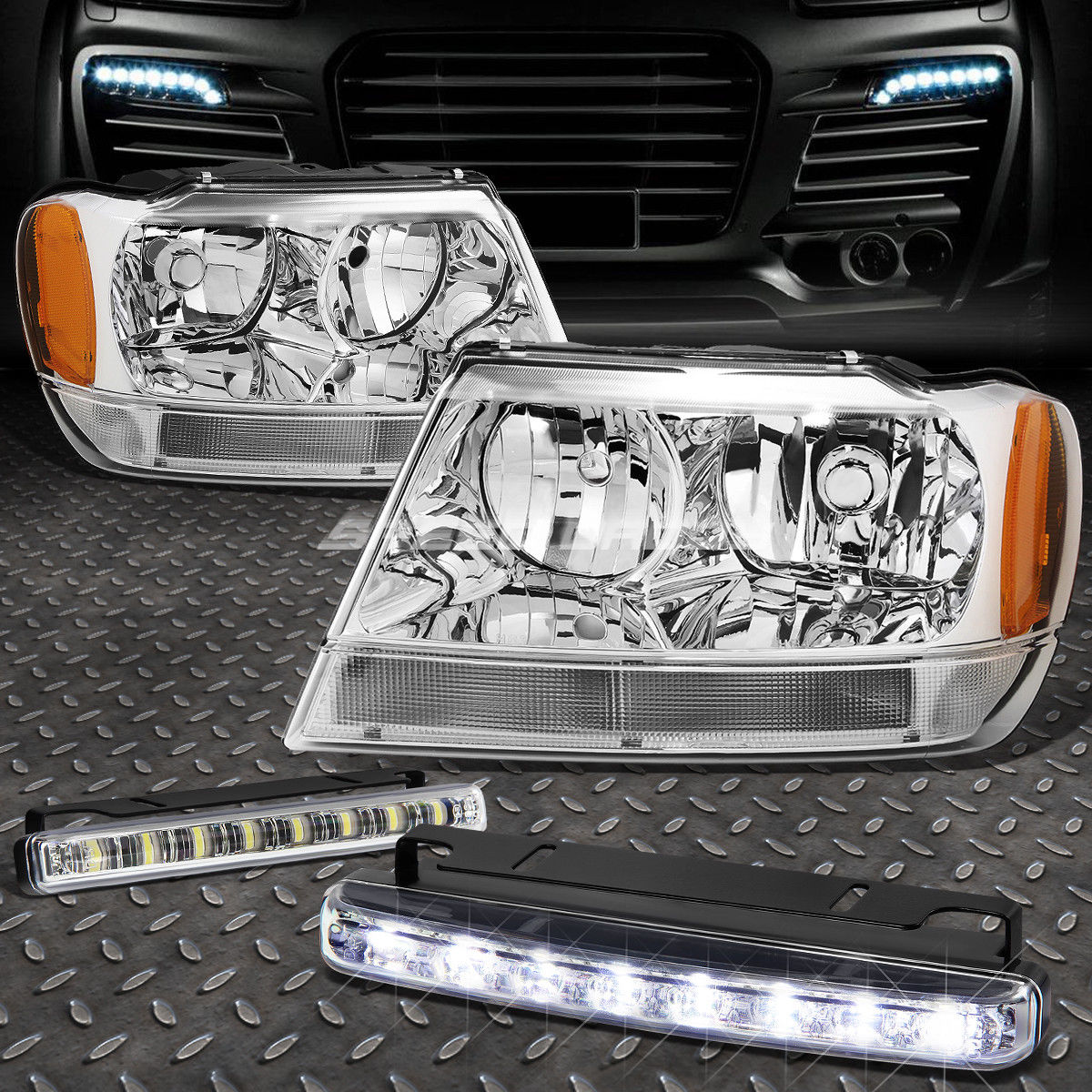 ライト ランプ 大きな取引 フォグライト Chrome Cherokeeのための8つのledグリルフォグライト Grand 99 04 Corner Amber Headlight Chrome Cherokee Grand 99 04 For Light Fog Grill Led Corner 8 Amber Headlight Kwakuku Com