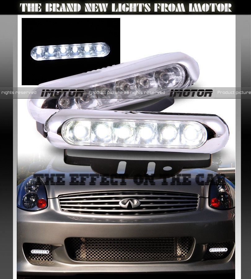 フォグライト 7000K SLIM R8 STYLE CHROME COVER 6 LED DAYTIME RUNNING BUMPER FOG LIGHTS LAMPS 7000KスリムR8スタイルクロームカバー6 LED日中ランニングバンパーFOGライトランプ 【並行輸入品】