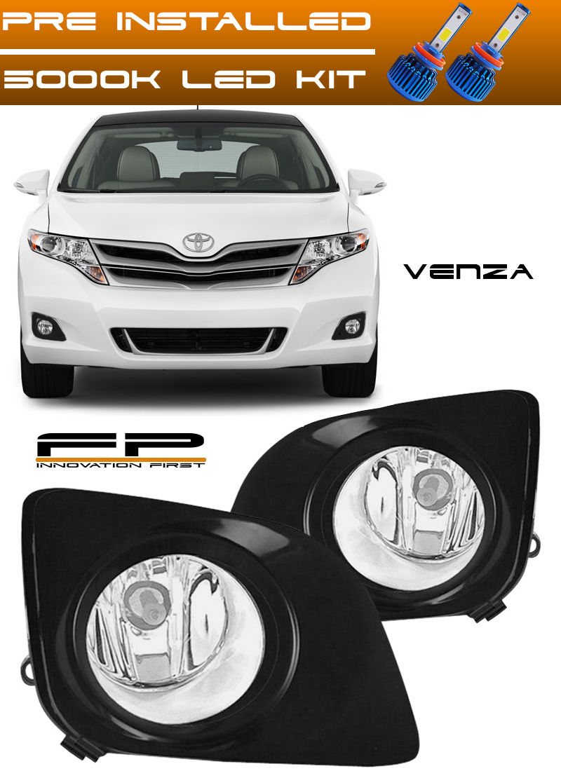 フォグライト 09-15 Toyota Venza Fog Lights Clear Lens Front Driving Lamps Complete Kit + LED 09-15トヨタVenza Fogライトクリアレンズフロントドライブランプキット+ LED 【並行輸入品】