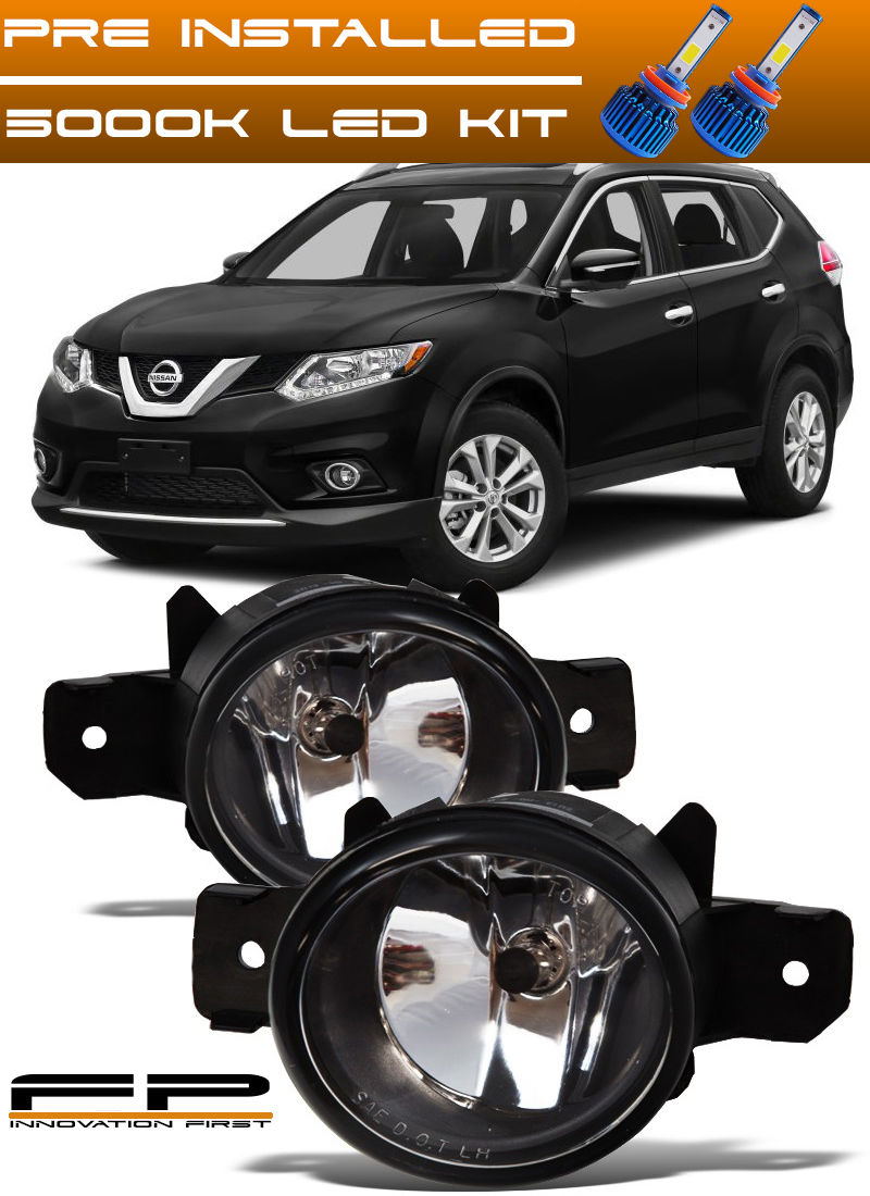 フォグライト For 2014-2016 Nissan Rogue Front Replacement Fog Lights Housing Clear Lens + LED 2014-2016年Nissan Rogueフロント交換用フォグライトハウジングクリアレンズ+ LED 【並行輸入品】