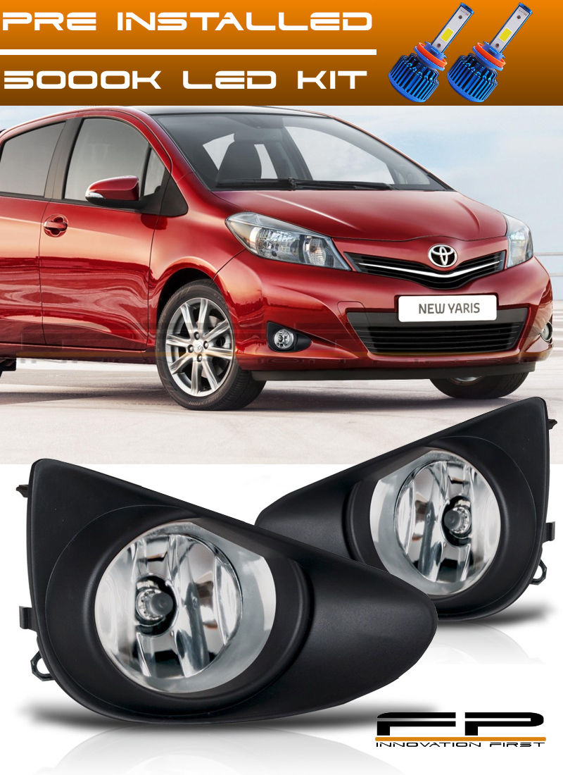 フォグライト LED + 2012-2014 Toyota Yaris Fog Lights 3/5 Doors Hatchback Front Lamps Full Kit LED + 2012-2014トヨタヤリスフォグライト3/5ドアハッチバックフロントランプフルキット 【並行輸入品】