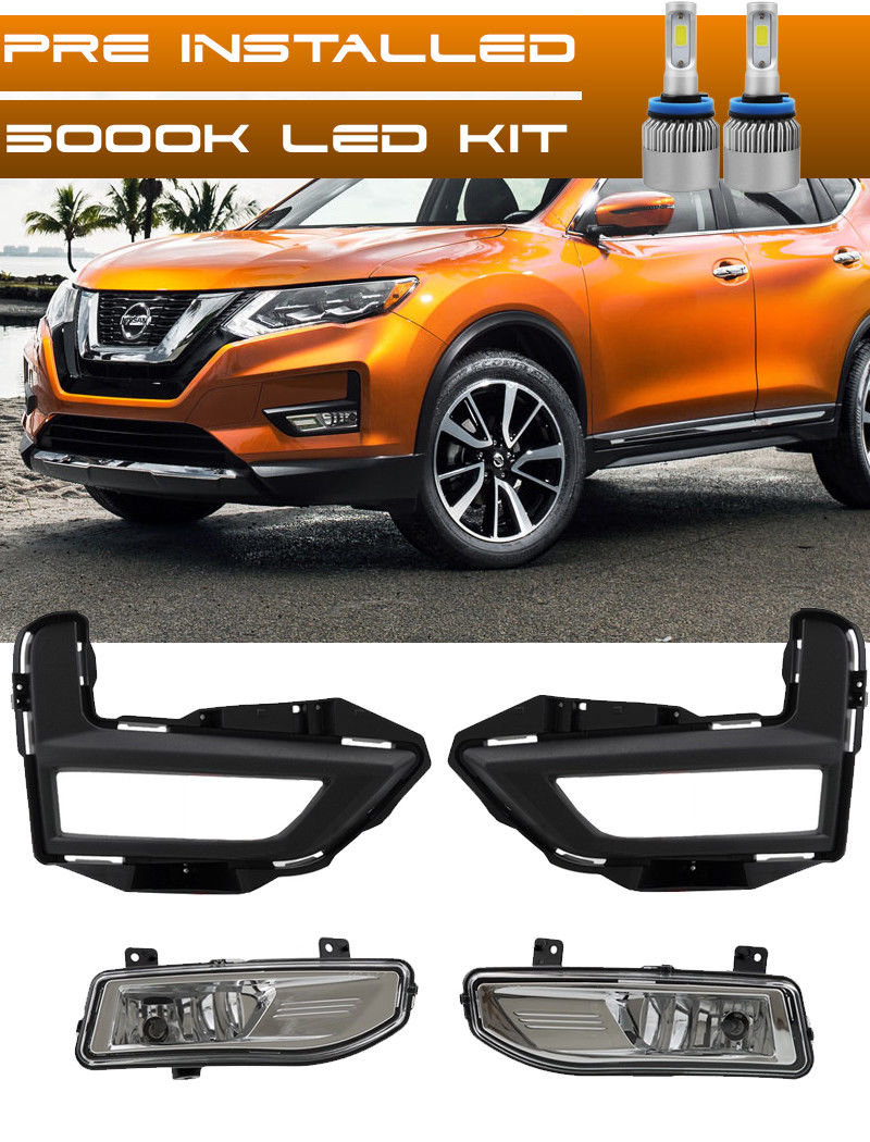 フォグライト For 2017 2018 NISSAN ROGUE Fog Light Driving Lamp Kit w/ switch wiring + LED KIT 2017年2018日産ロギングフォグライトドライビングランプキット、スイッチ配線+ LEDキット 【並行輸入品】