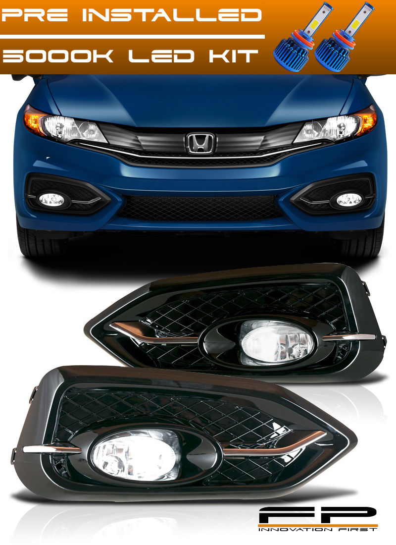 フォグライト LED 14-15 HONDA CIVIC COUPE 2DR BUMPER FOG LIGHTS LAMPS KIT CLEAR SWITCH+HARNESS LED 14-15 HONDA CIVIC COUPE 2DRバンパーフォグライトランプキットクリアスイッチ+ハーネス 【並行輸入品】