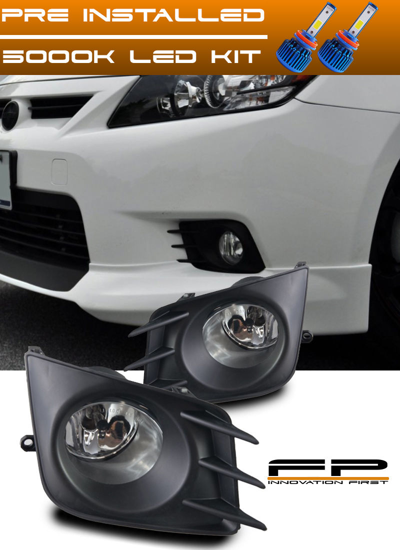 フォグライト LED + 2011-2013 Scion TC Fog Lights Clear Lens Front Bumper Lamps Complete Kit LED + 2011-2013 Scion TCフォグライトクリアレンズフロントバンパーランプComplete Kit 【並行輸入品】