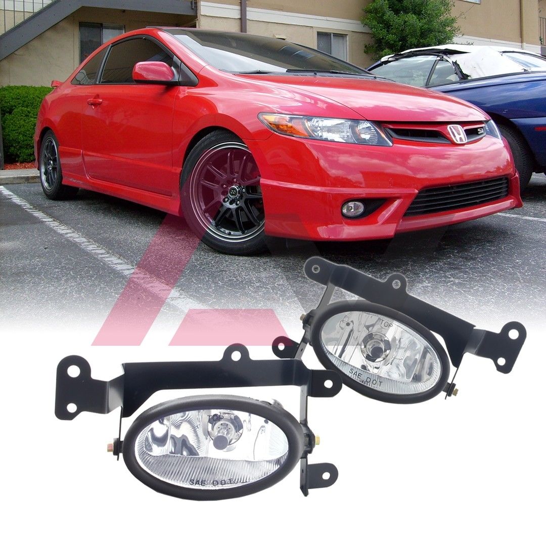 フォグライト For 2006-2008 Honda Civic Fog Lights (Wiring, Switch, and Bezels) Clear Lens 2006 - 2008年ホンダシビックフォグライト（配線、スイッチ、ベゼル）クリアレンズ 【並行輸入品】