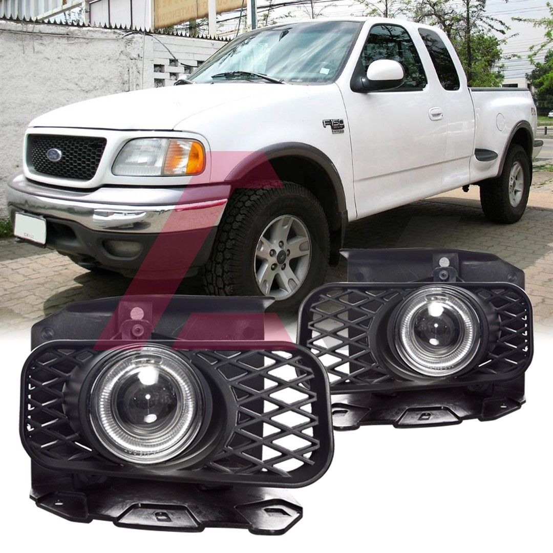 フォグライト For 1999-2004 Ford F-150 Fog Lights Driving Halo Ring Projector DOT Clear Lens 1999?2004年フォードF-150フォグライト用Halo RingプロジェクターDOTクリアレンズ 【並行輸入品】