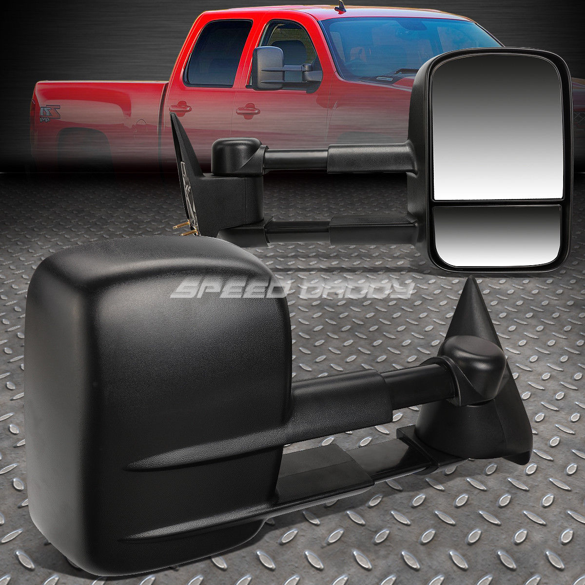 ミラー PAIR TELESCOPIC DUAL EXTENDABLE ARM REAR TOWING SIDE MIRROR FOR 99-06 CHEVY/GMC 99-06 CHEVY / GMCのための対面テレスコープ二重拡張可能なアーム後部旋回サイドミラー 【並行輸入品】