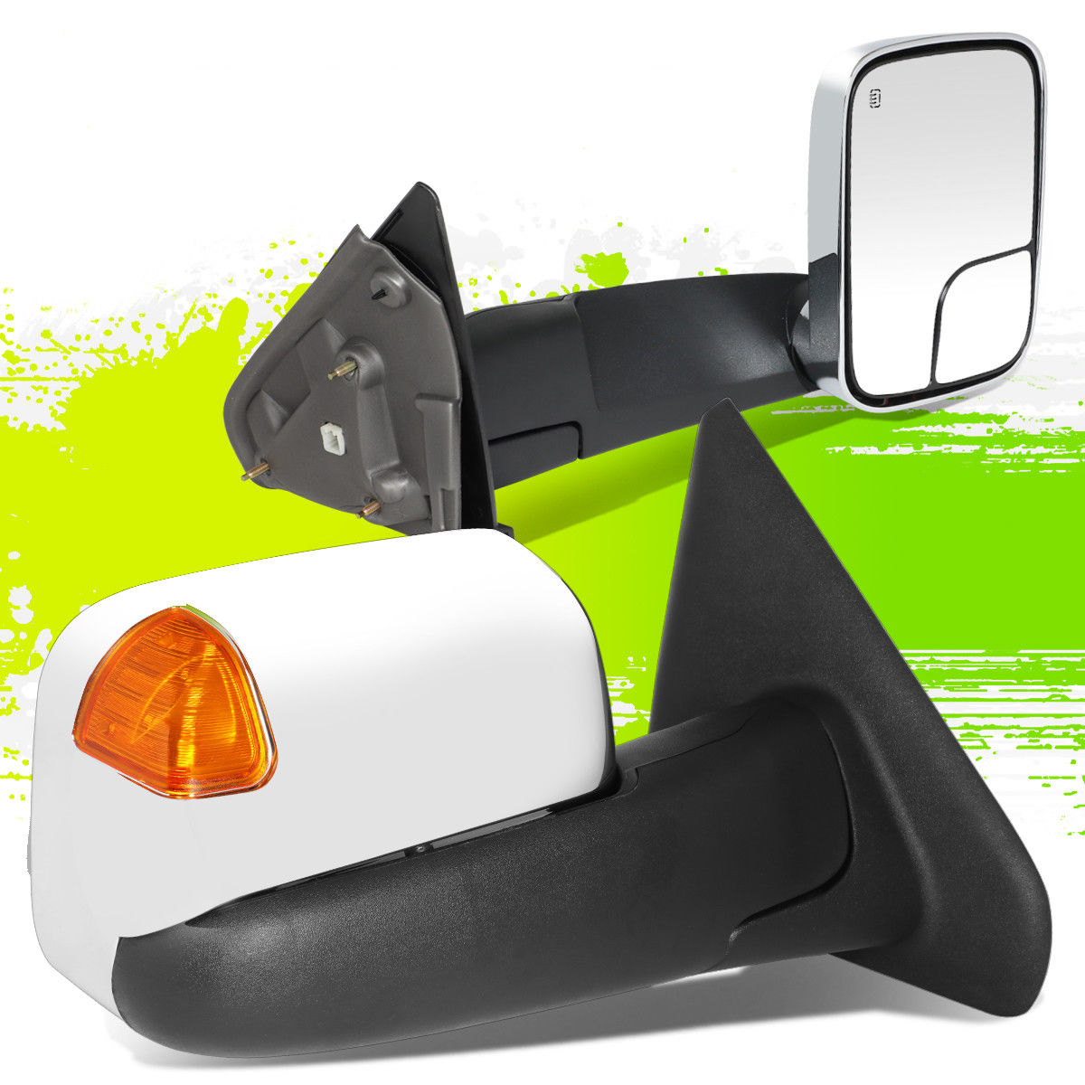 ミラー 2X AMBER LED TURN SIGNAL POWERED CHROME TOWING MIRROR+HEATED FOR 02-09 DODGE RAM 2倍アンバーLEDターンシグナルクロームトーイングミラー+ 02-09ダッジRAM用 【並行輸入品】
