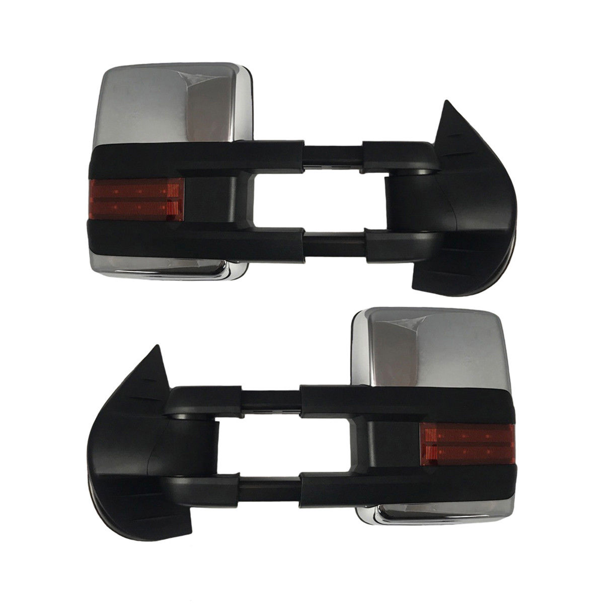 ミラー New Set of 2 Power Heated LED Signal Cargo Tow Mirrors Chrome for Chevy/GMC Pair パワーヒーテッドLEDシグナルカーゴトウミラーの新しいセットChevy / GMCペア用クローム 【並行輸入品】